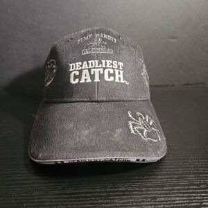 Deadliest Catch‎ TV strapback Hat Cap Black All over print Distressed Crab Boats